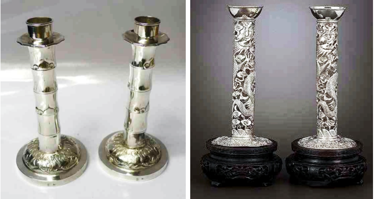 Gan Sheng & Sheng Yuan Chinese Export Silver candlesticks