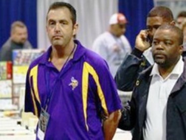 Steve Jensen of Vintage Authentics Being Escorted out of the National Sports Collectors Convention