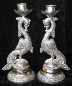 Sun Shing Chinese Export Silver candlesticks