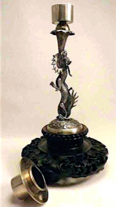 Wo Shing Chinese Export Silver candlesticks