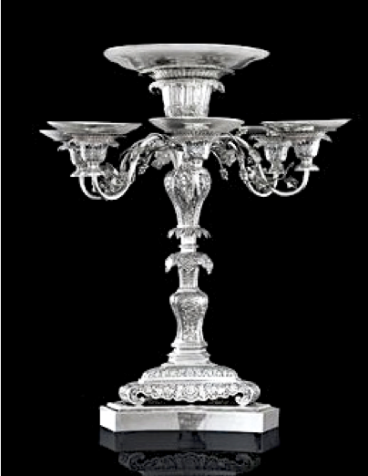 Chinese Export Silver Hoaching epergne