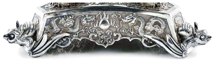 Chinese Export Silver Wang Hing epergne base detail