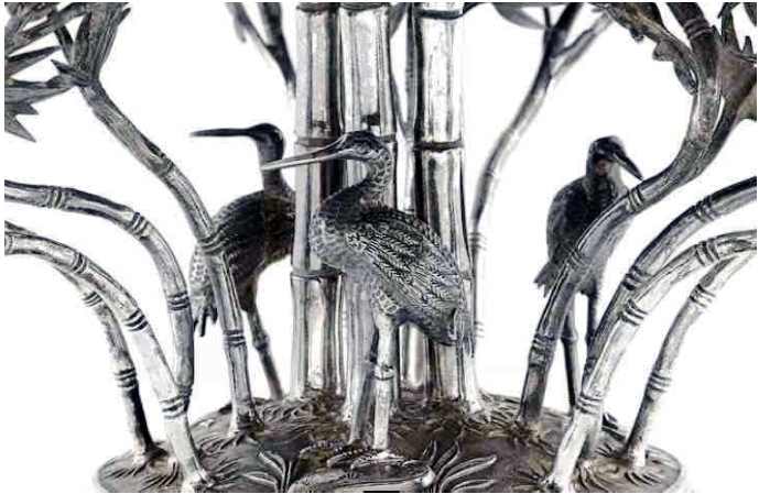 Chinese Export Silver Wang Hing epergne detail