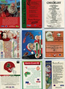 1993 Santa Promo Cards from Topps Upper Deck Fleer Skybox Backs