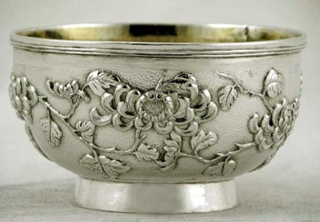 Chinese Export Silver Bowl by Wang Hing