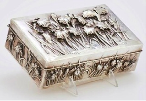 Chinese Export Silver Luen Wo Box Lid Detail