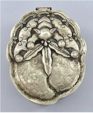 Chinese Export Silver Wu Hua Box Lid Detail