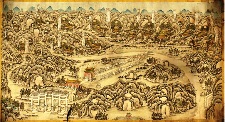 Ming Tombs Beijing 18th century watercolour
