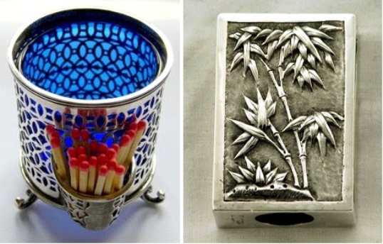 English silver spill - silver vesta box covers