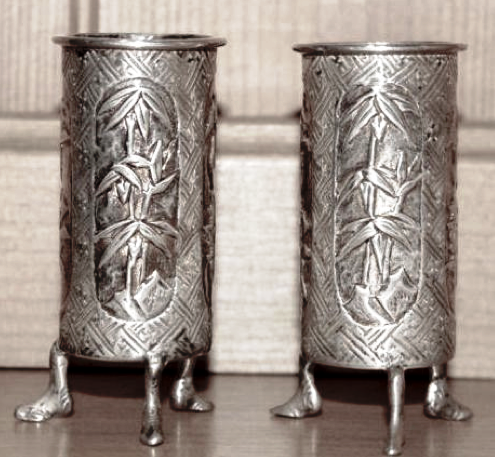 Pair Wang Hing spill vases