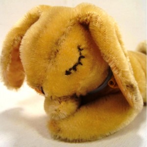 Steiff sleeping rabbit face close up