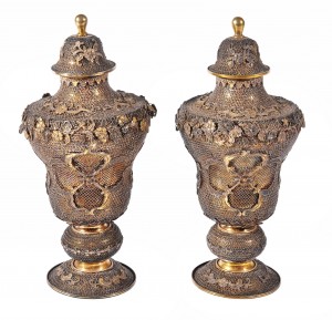 silver gilt filigree vases and covers