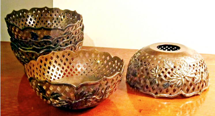 Chinese Export Silver Wang Hing set of 6 bowl covers