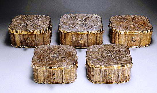 Chinese Export Silver filigree caskets
