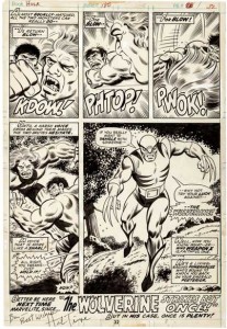 First Wolverine appearance original art