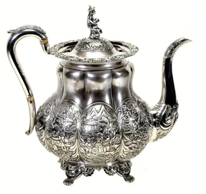 Chinese Export Silver Teapot by Wong Shing