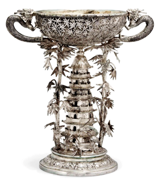 Chinese Export Silver Trophy Cup by Hoaching