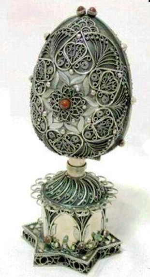 Russian Silver Filigree Spice Box