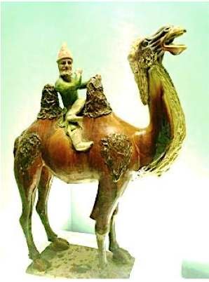 Tang Dynasty Camel with Travelling Jewish Merchant Rider