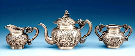 Wang Hing Chinese Export Silver Tea Set circa 1890
