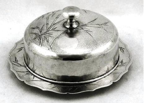 Wing On Chinese Export Silver Lidded Butter Dish circa 1930