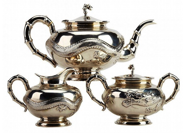 Wing On Chinese Export Silver Tea Set circa 1920