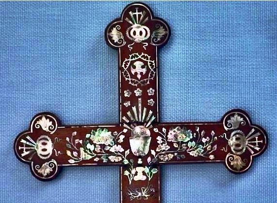 19th Century Chinese Inlaid Crucifix detaling Adrien von Ferscht, www.chinese-export-silver.com