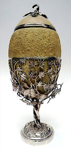 Hoaching Caged Ostrich Egg circa 1860 Adrien von Ferscht, www.chinese-export-silver.com