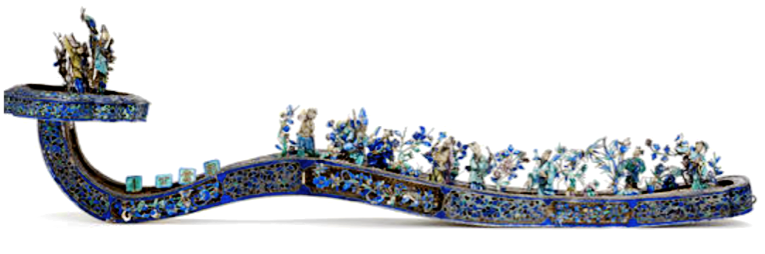 Silver Filigree Ruyi with Standing fFgures Adrien von Ferscht, www.chinese-export-silver.com