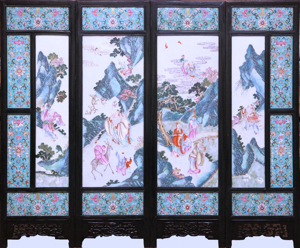 This large, 19th-century Chinese porcelain screen consisting of four main panels, 38 ½ inches by 46 ¾ inches overall, is expected to realize between $30,000 and $40,000 or more at the Elite Decorative Arts’ upcoming Fine Asian Carvings & Works of Art Auction, slated for June 14.