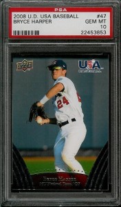 Bryce Harper’s 16-and-under USA Baseball National team card from 2008. It was his first card and sells for $175.