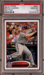 Harper’s “official” MLB rookie card, which came out in 2012, sells for $45, but only because Topps short-printed it.