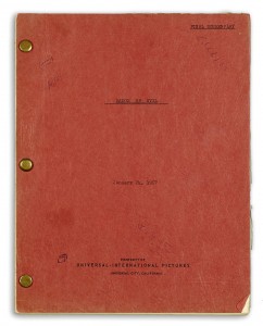 Producer Albert Zugsmith’s final draft copy of the screenplay for “A Touch of Evil,” which written and starred Orson Welles, It could be had for an estimated $5,000 to 7,000. (Photo: Bonhams)