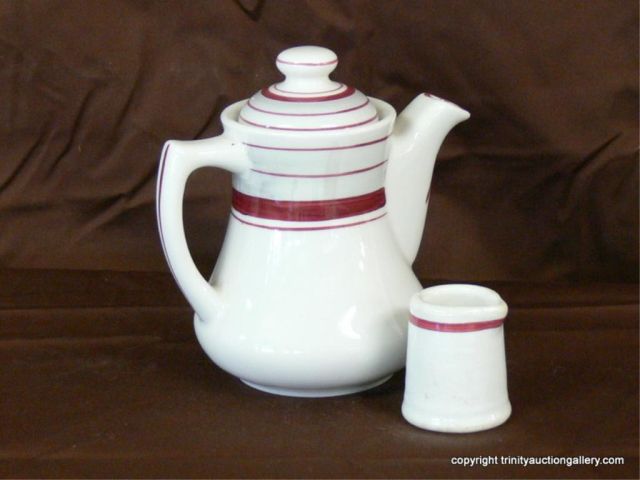 This tea pot and creamer sold at Trinity Auction Gallery. The bottom of the tea pot is marked Mayer China LaMure. (Photo: Trinity Auction Gallery in Trinity, Texas)
