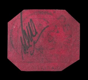The new Most Expensive Thing in the World is this stamp; the 1856 British Guiana One-Cent Magenta. It sold on Tuesday night for $7.9 million ($9.48 with the 20-percent buyer’s premium). Based on size and weight, according to Sotheby’s, it makes it the Most Expensive Thing in the World.