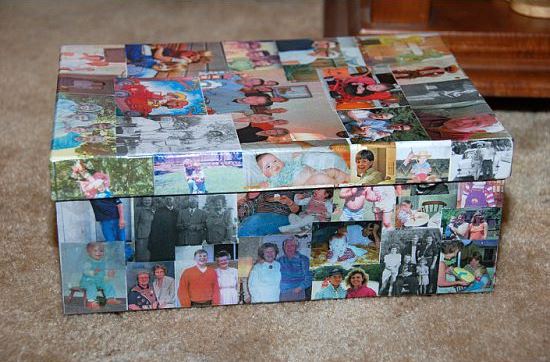 This keepsake is box made from photos, but using postcards works just as well. If you’re a purist, think of this as a fun way to recycle damaged or bent postcards.
