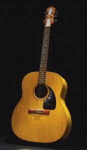 A 1977 Zemaitis acoustic guitar owned by the Rolling Stones’ Ronnie wood realized $75,000.
