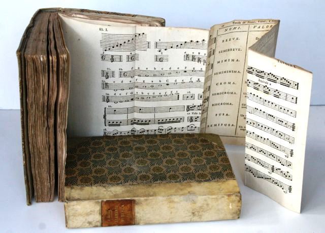 “Elementi teorico-pratici di musica con un saggio sopra l’arte di suonare il violino,” by Francesco Galeazzi, published in 1791-1796. “Elementi teorico-pratici” was an important 18th-century treatise on music theory and education, with a fascinating section on violin technique.
