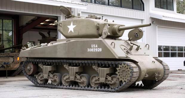 More than 100 tanks and other military vehicles from the collection of Silicon Valley engineer Jacques Littlefield, including this World War Two Sherman tanks, were sold at an auction facilitated by American Auctions and held on Friday and Saturday, July 11-12.
