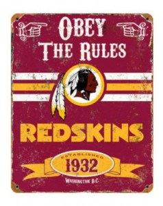 This Washington Redskins vintage embossed metal sign is a new piece of memorabilia, complete with the team’s copyrighted name and logo. When the U.S. Patent and Trademark Office canceled six trademarks belonging to the Washington franchise, people in the sports collecting world wondered if there would be a run on items like this, speculating the team may eventually change its name and stop making collectibles. So far, fans are not worried about the supply of merchandise.
